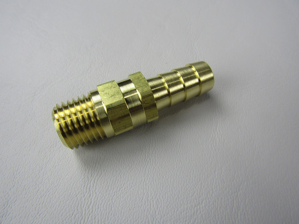 Brass Malibu M-Series Y Pipe Relief Valve component with threaded and barbed fittings for plumbing or fluid control systems.