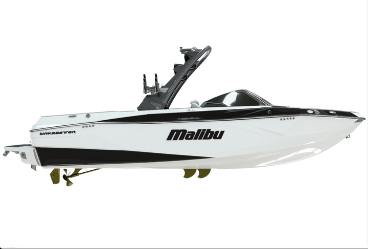 Malibu emblem measuring 43-1/4" W x 7-3/4" H, designed for enhancing the aesthetic of Malibu boats.