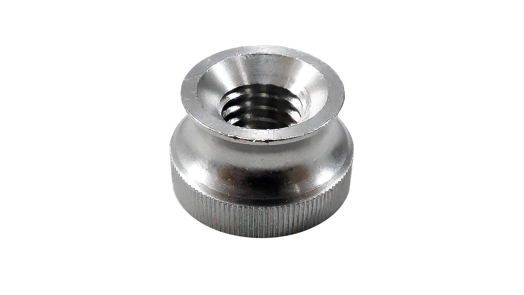 Malibu thumb screw for under dash panel, made of metal with a knurled edge for easy hand tightening.