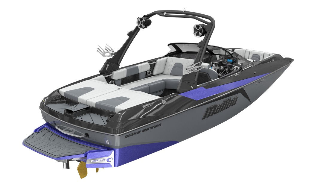 Malibu GV Black Tower - Wide showcasing a sleek design with spacious seating and modern features for optimal boating experience.