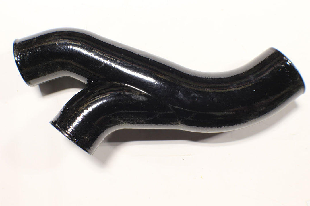 Black Y pipe exhaust for Ford 6.2L, ECOAT coating, 3.5" x 4" size, durable automotive exhaust component.