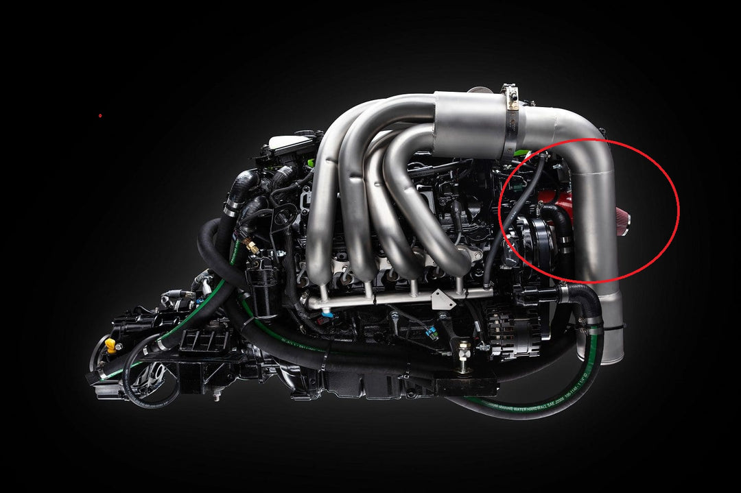 LT4 air intake flame arrestor installed on a high-performance engine, preventing ignition of flames in the intake system.