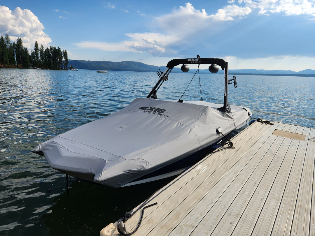 Axis A245 cover for AW20 tower with swim platform, designed for protection and durability on the water.
