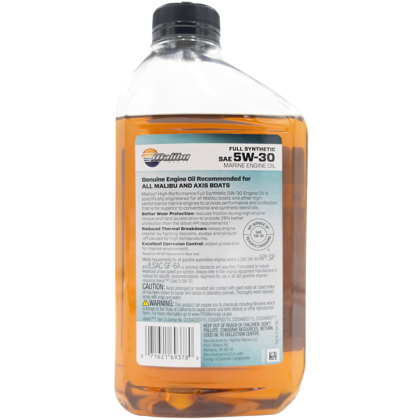 Malibu/Axis High Performance Full Synthetic 5W-30 Motor Oil - Quart