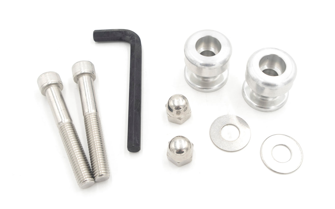 Aluminum surf tow points hardware kit with bolts, washers, spacers, and an Allen wrench for Malibu W/illusion X tower.
