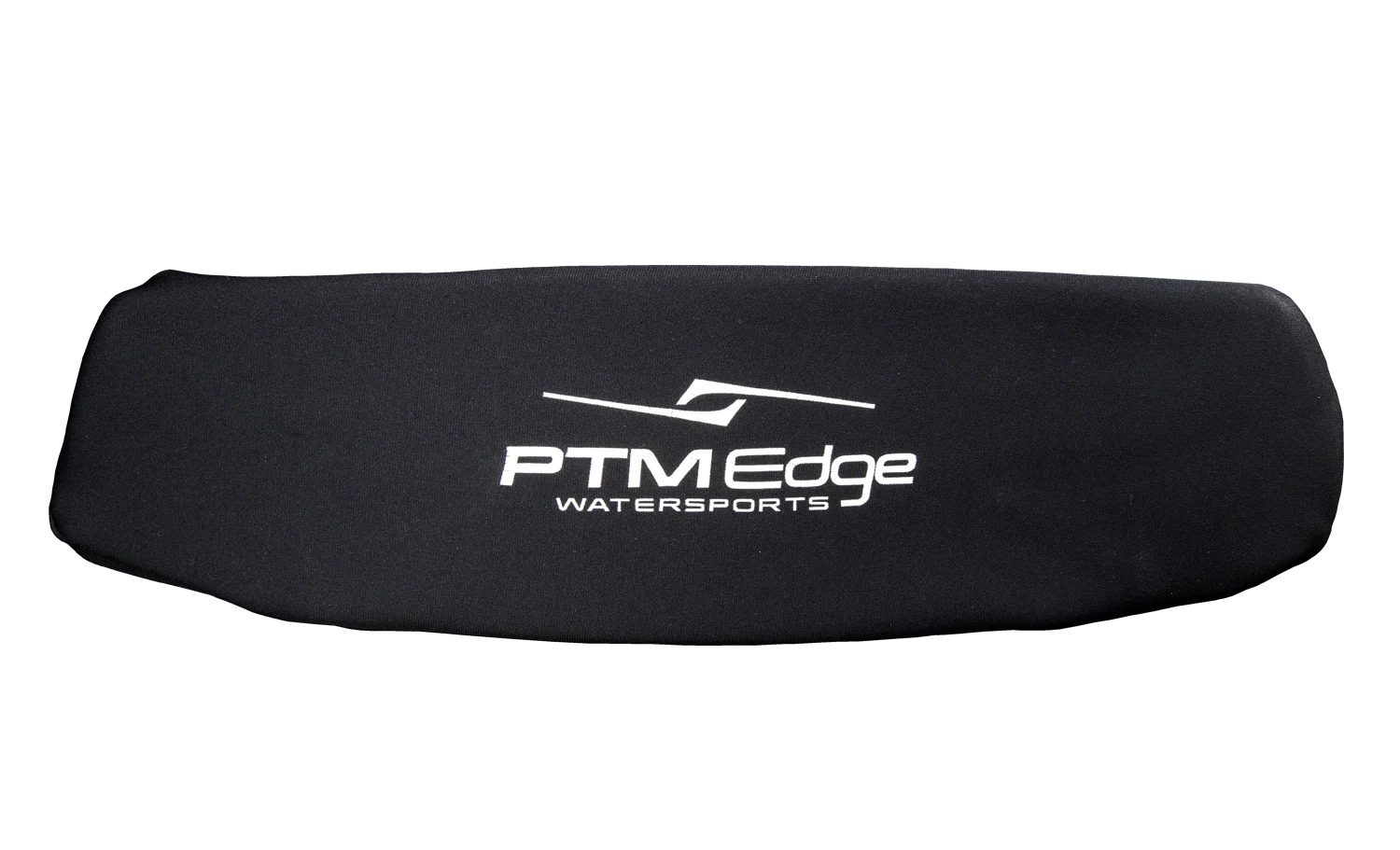 Black PTM Edge Watersports mirror sock with white logo and text, designed for Malibu, Axis Pro, and Elite mirrors.