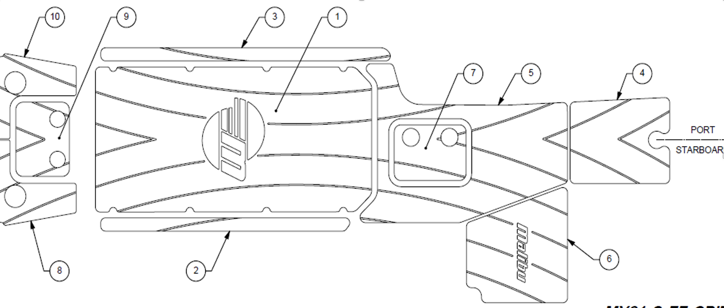 Diagram of the Softgrip Floor Kit for 2021-2023 23 LSV, showing various labeled parts and connection points for installation.