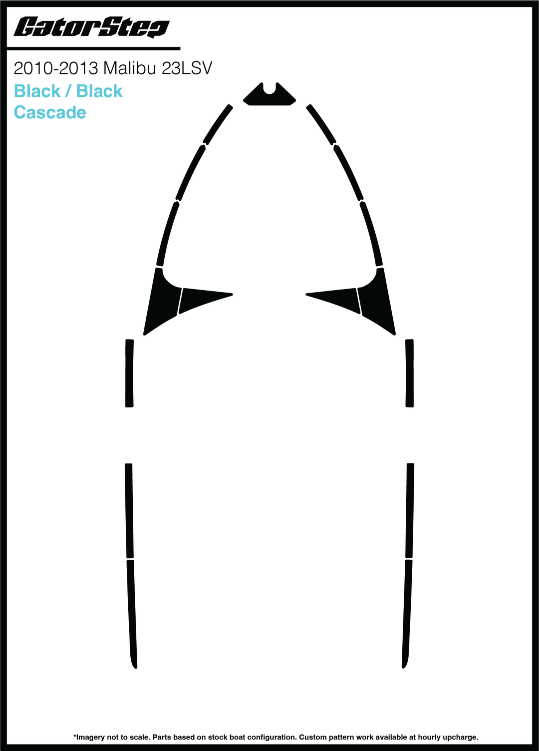 Diagram of Malibu 23LSV Soft Grip Kits, 2014 only, featuring black/cascade soft grip handles for boat steering.