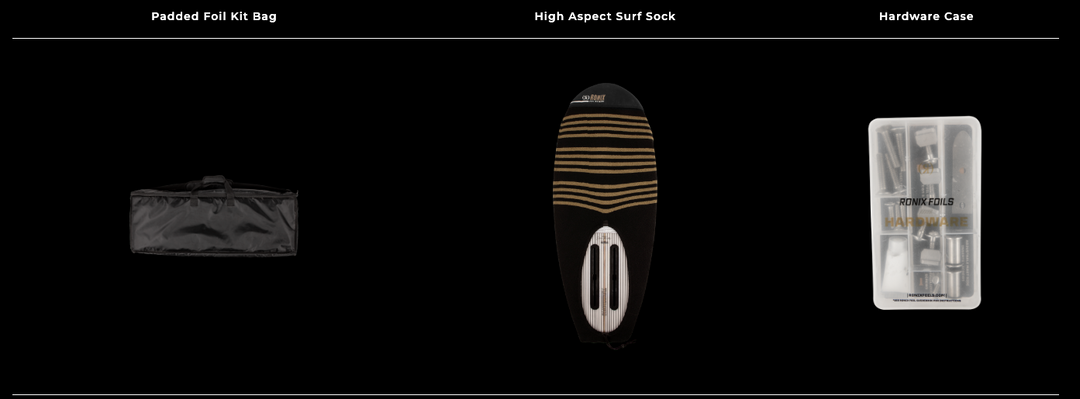 High Aspect Velo surfboard with Blackbird design, accompanied by padded foil kit bag and hardware case for protection.