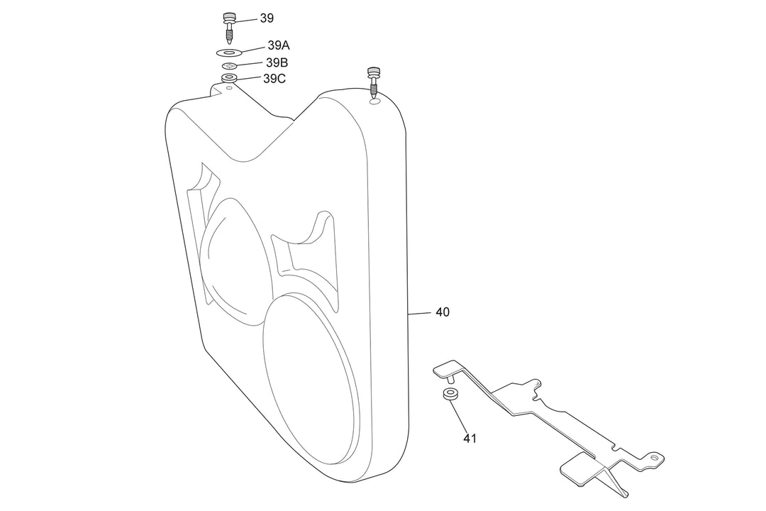 Diagram of a belt cover for a 6.0L L96 engine, including mounting screws and brackets.