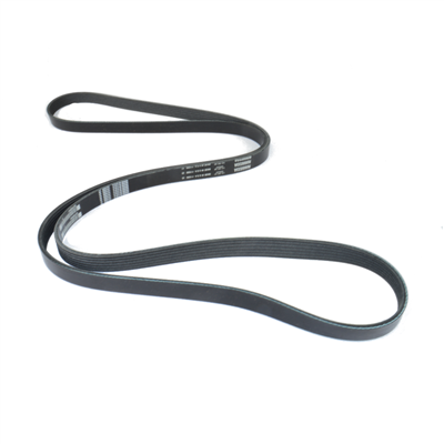 PCM 6.0L serpentine belt, a black rubber automotive belt with ribbed surface, used to drive engine accessories.