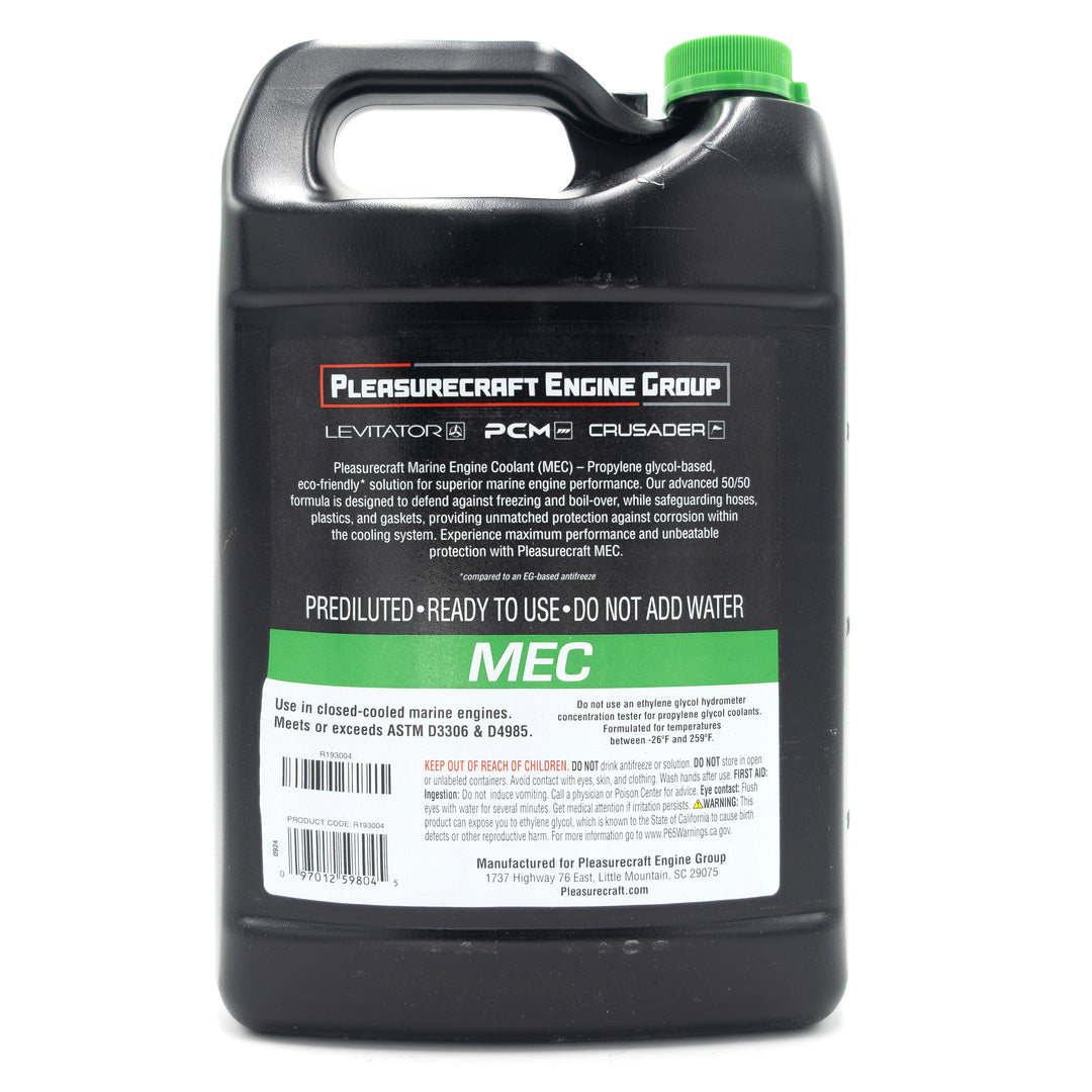 Black plastic container of PCM/Challenger engine coolant with green cap, labeled for marine engine use, ready to use, no water added.
