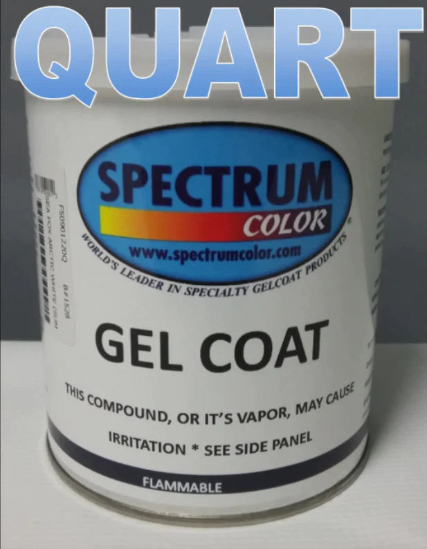 A quart-sized container of Spectrum Color Marine Armor Clear Gel Coat, a flammable, vapor-causing gel coat product for marine use.