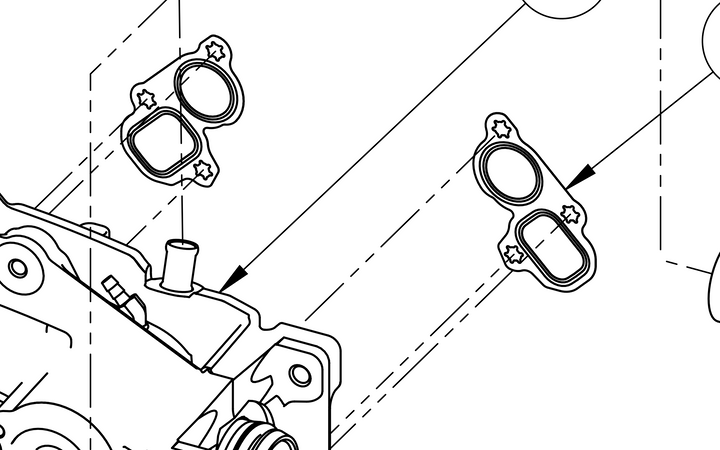 Gasket, block to FEAD housing, Gen V, shown in a technical diagram, designed for engine assembly and sealing.