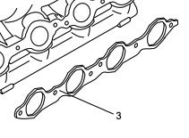 Diagram of PCM Challenger 6.0L manifold to cylinder head gasket, showing its shape and placement on the engine.