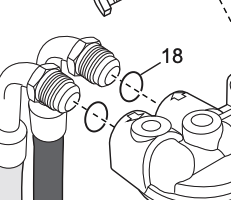Diagram of PCM Challenger 6.0L oil line O-ring and fittings for engine oil system repair.