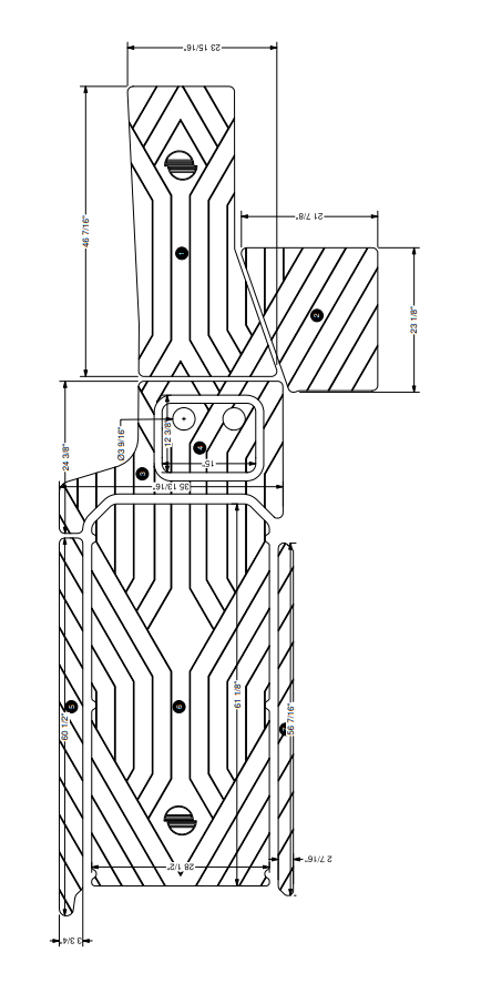 Technical drawing of Malibu Floor Covering Soft Grip Kit in Mocha, showing detailed measurements and layout.