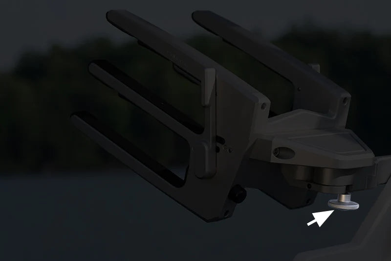Replacement knob for PTM clamp rack, shown attached to the base of the equipment for secure adjustment.