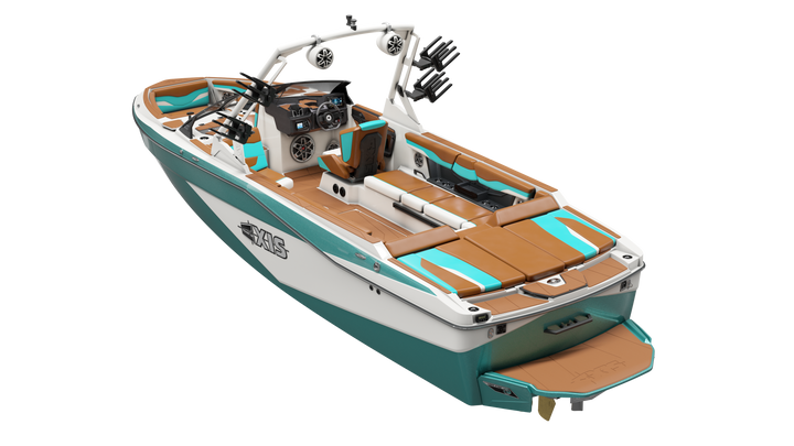 Axis AW20 Tower in white with a spacious interior, featuring stylish seating and a sleek design for boating enthusiasts.