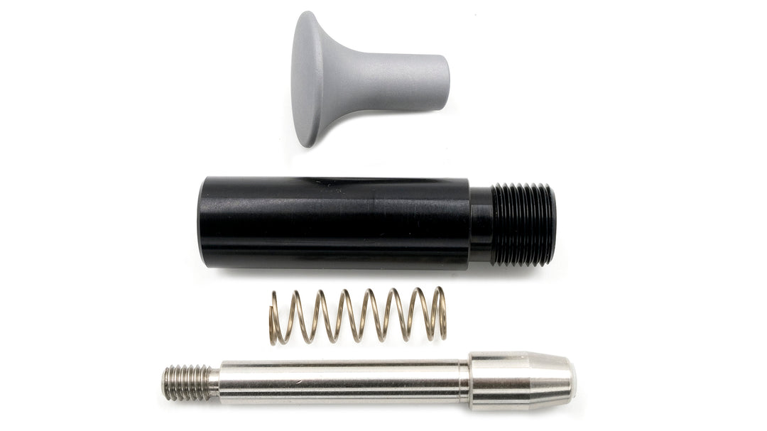Complete G3/G4/G5 spinning rack pull-pin assembly with black, silver, and gray components, including spring and threaded parts.