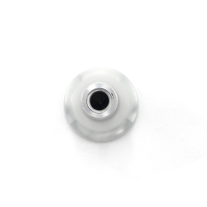 G3 Rack Knob in clear anodized finish, featuring a sleek, transparent design with metal threading for rack equipment.