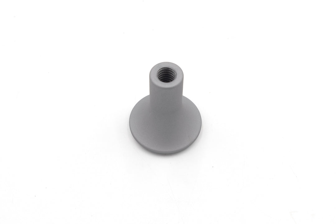 Grey anodized pull knob for Malibu G3, G4, and GV tower board racks, designed for durability and easy handling.