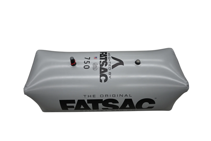 Gray Malibu/Axis PNP 750 lbs Rear FatSac with black and red valve and fill port, designed for boat ballast weight.