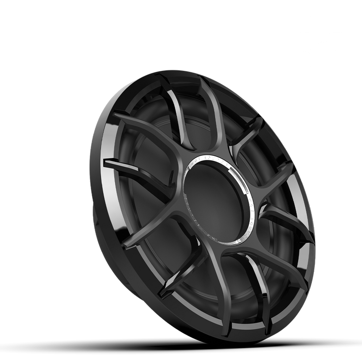 Black ZERO 12 S4 XZ-B subwoofer with a protective grille, designed for high-performance audio systems.