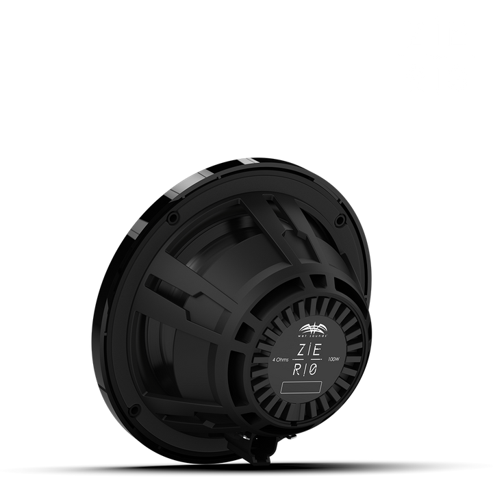 Black Zero 6 XZ-B 6.5-inch speaker from Zero Series™ with detailed specifications on the label, set against a black background.