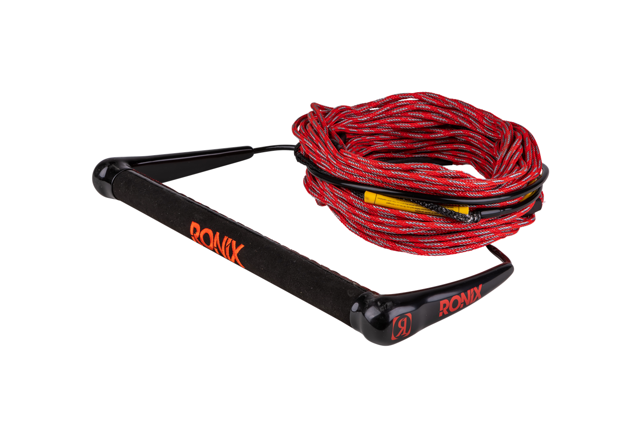 2025 Ronix Combo 4.0 Rope with handle, red and gray braided rope, and black handle featuring orange and red branding.