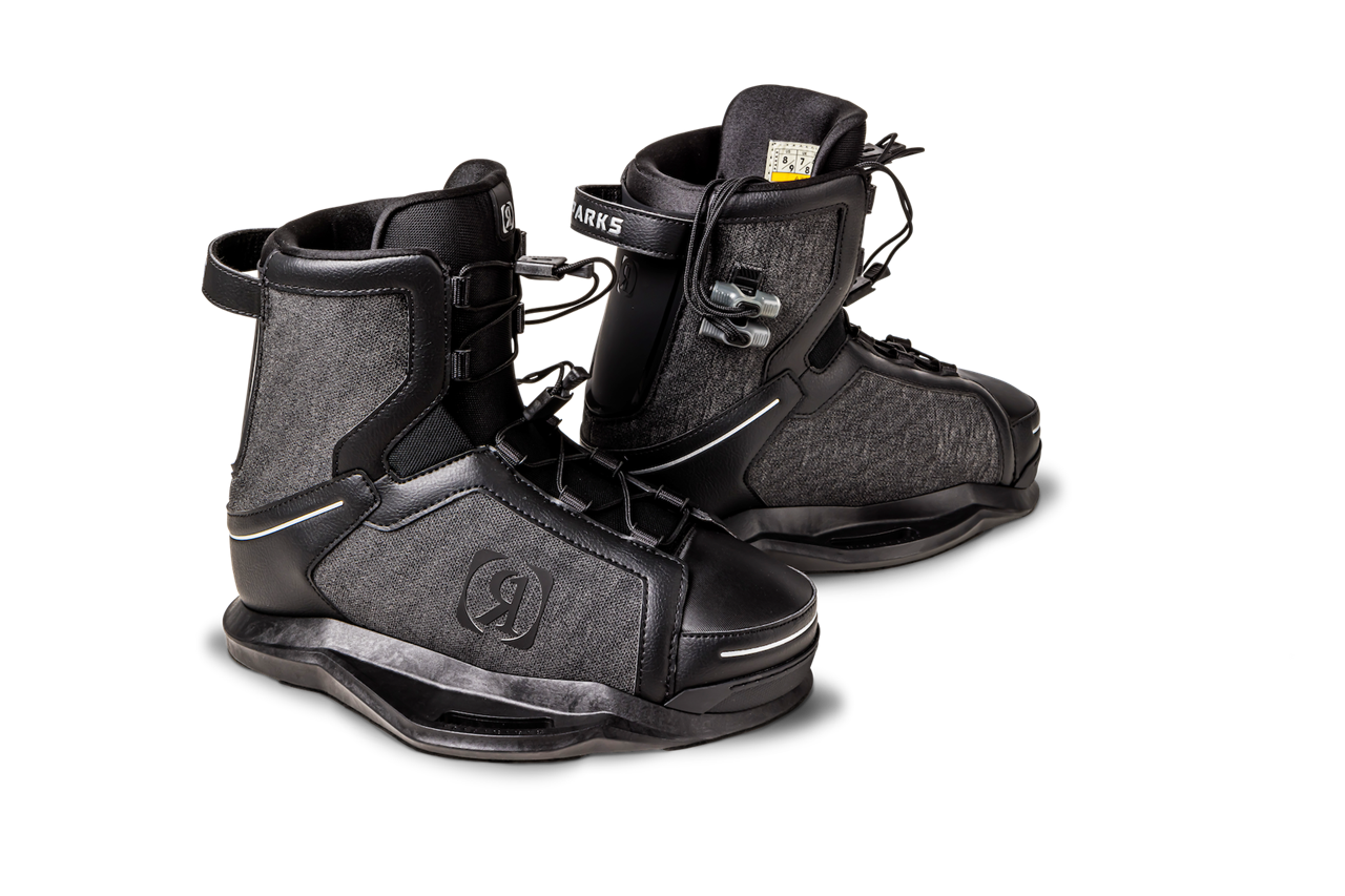 2025 Ronix Parks Stage 2 snowboard bindings in black and gray with adjustable straps and high-back support.
