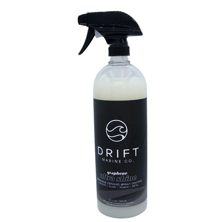 Graphene Ultra Shine spray by Drift Marine Co. for enhancing shine and protection on marine surfaces.