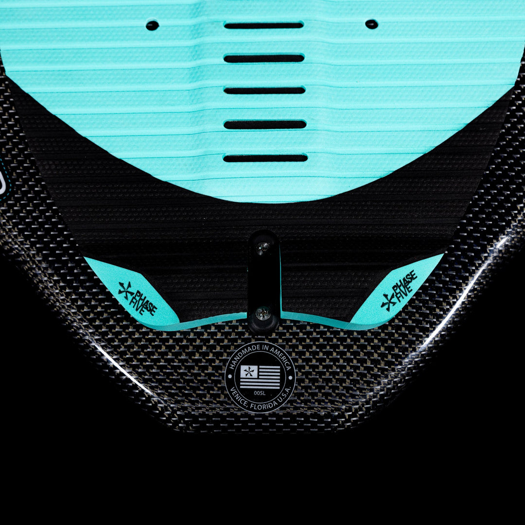 Close-up of the 2026 Phase Five Hammerhead V3 wake surfboard showcasing its sleek design and textured surface.