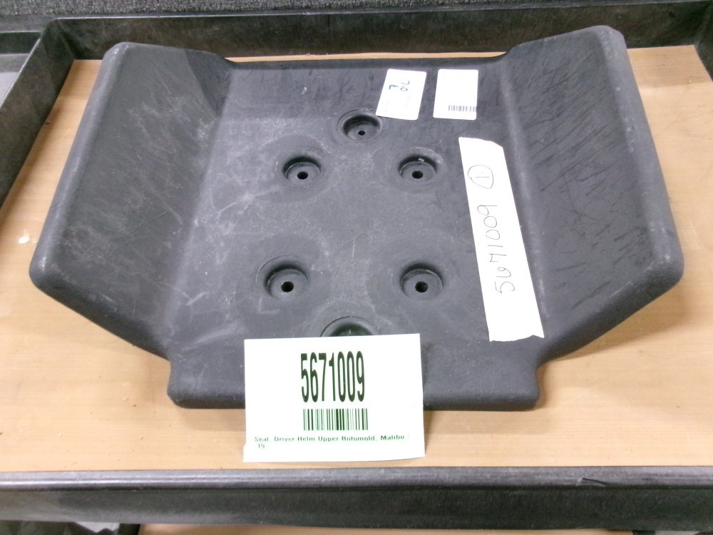 Driver seat upper rotomold for Malibu boats, featuring multiple mounting holes for secure installation.