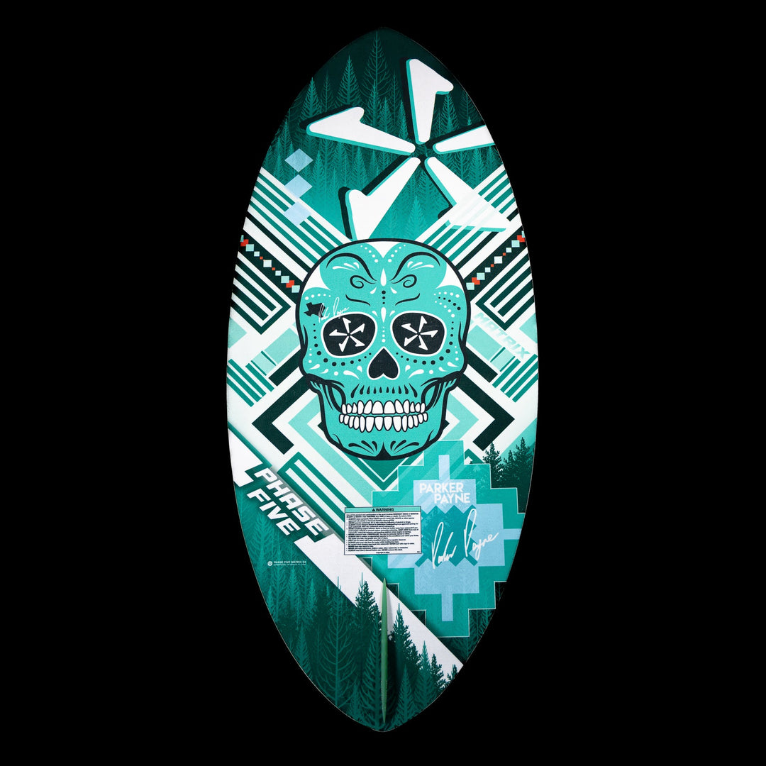 2026 Phase Five Matrix Pro wake surfboard featuring a vibrant skull design and geometric patterns for enhanced performance.