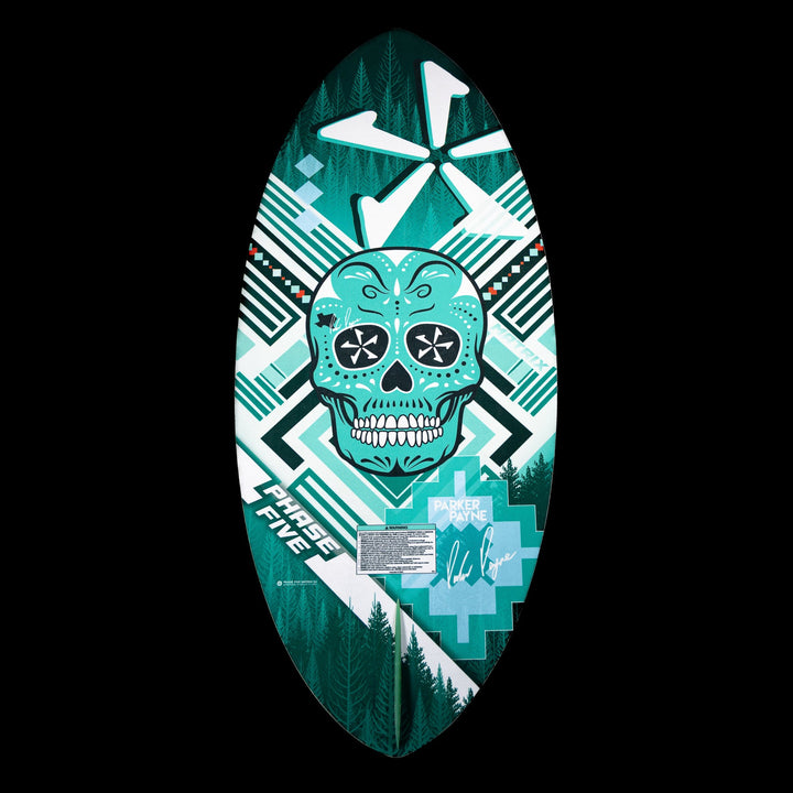 2026 Phase Five Matrix Pro wake surfboard featuring a vibrant skull design and geometric patterns for enhanced performance.