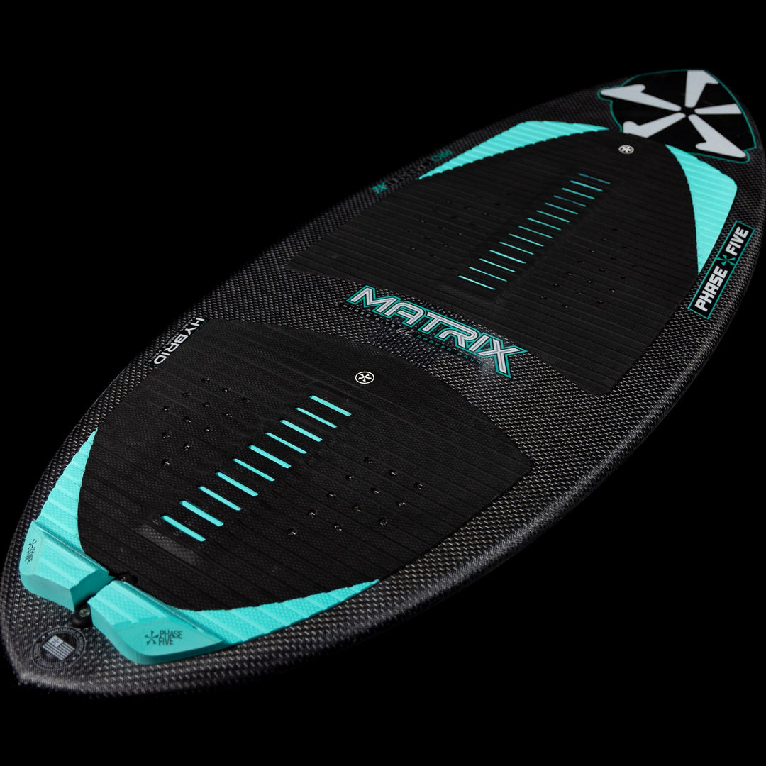 2026 Phase Five Matrix Pro wake surfboard featuring a sleek design with a textured surface for grip and stability.