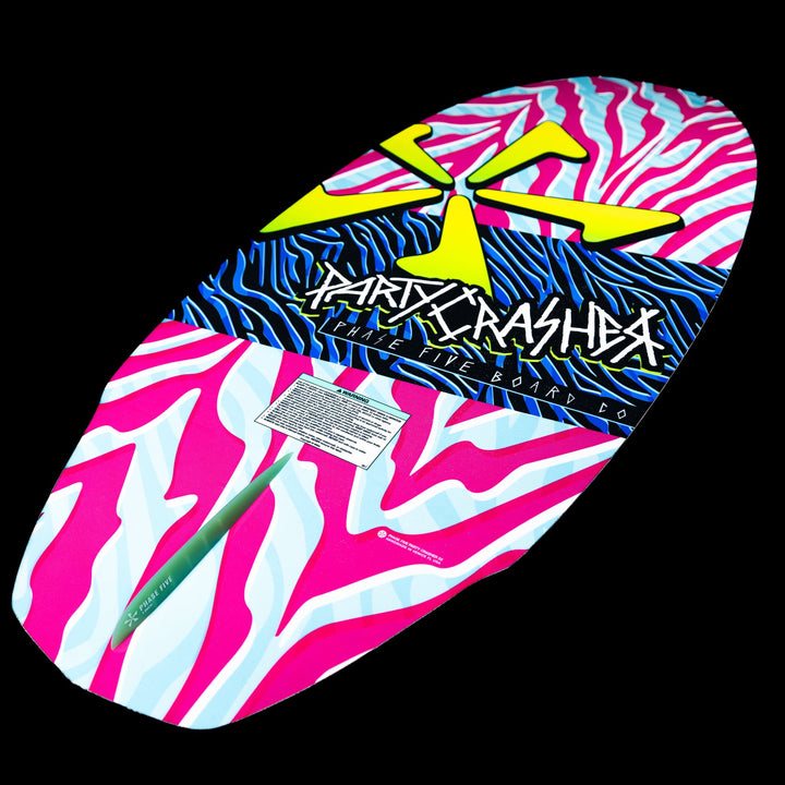 Vibrant 2026 Phase Five Party Crasher wake surfboard featuring bold colors and dynamic graphics for an exciting ride.