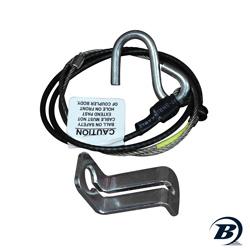 Breakaway cable with actuator A-60 disc and metal hook, designed for safety and quick disconnect applications.