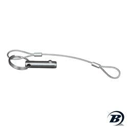 Coupler hitch pin with actuator A-60 disc, featuring a metal pin and attached lanyard for secure attachment.
