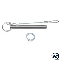 Coupler hitch pin with actuator A-60/A-75 disc, including a retaining clip and lanyard for secure attachment.