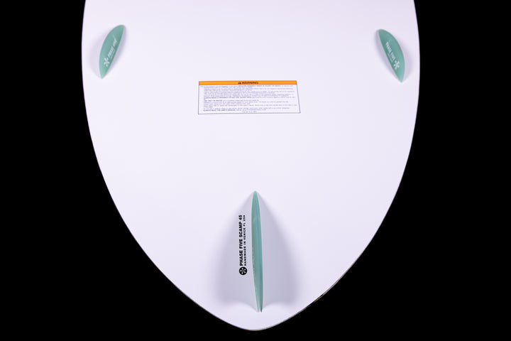 2025 Phase 5 Scamp Skim Board featuring a sleek design and fin setup for optimal performance on the water.