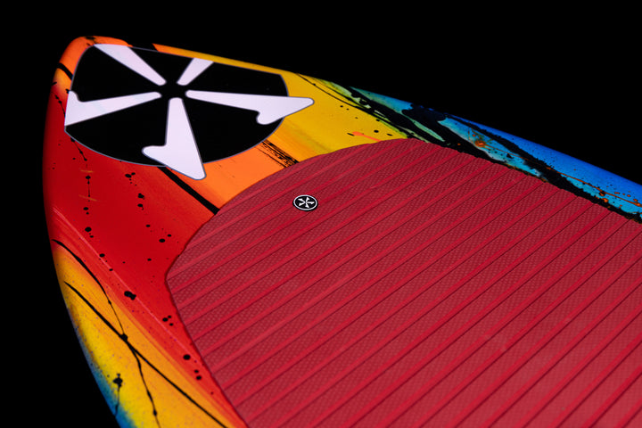 Vibrant 2025 Phase 5 Scamp Skim Board featuring a colorful design and textured grip surface for optimal performance.