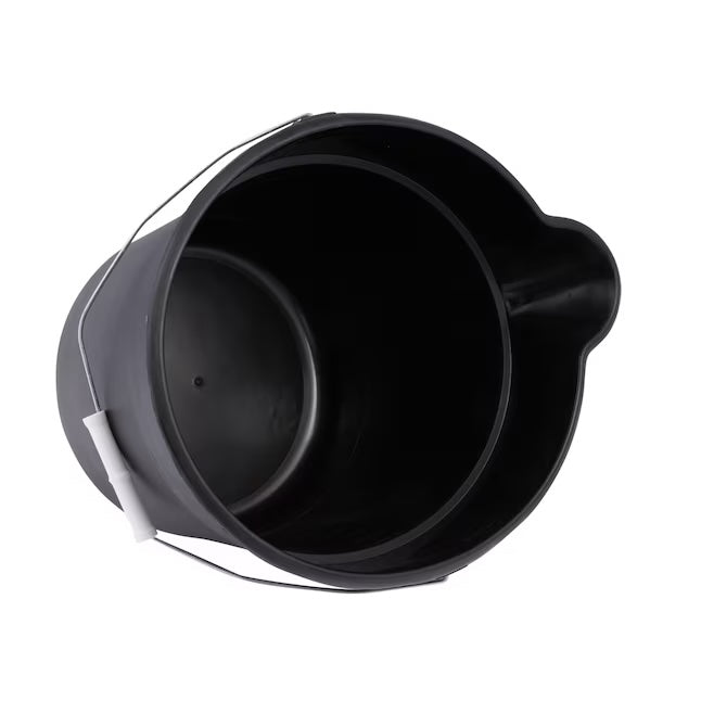 Black detailing bucket with a metal handle, designed for car washing and detailing tasks.