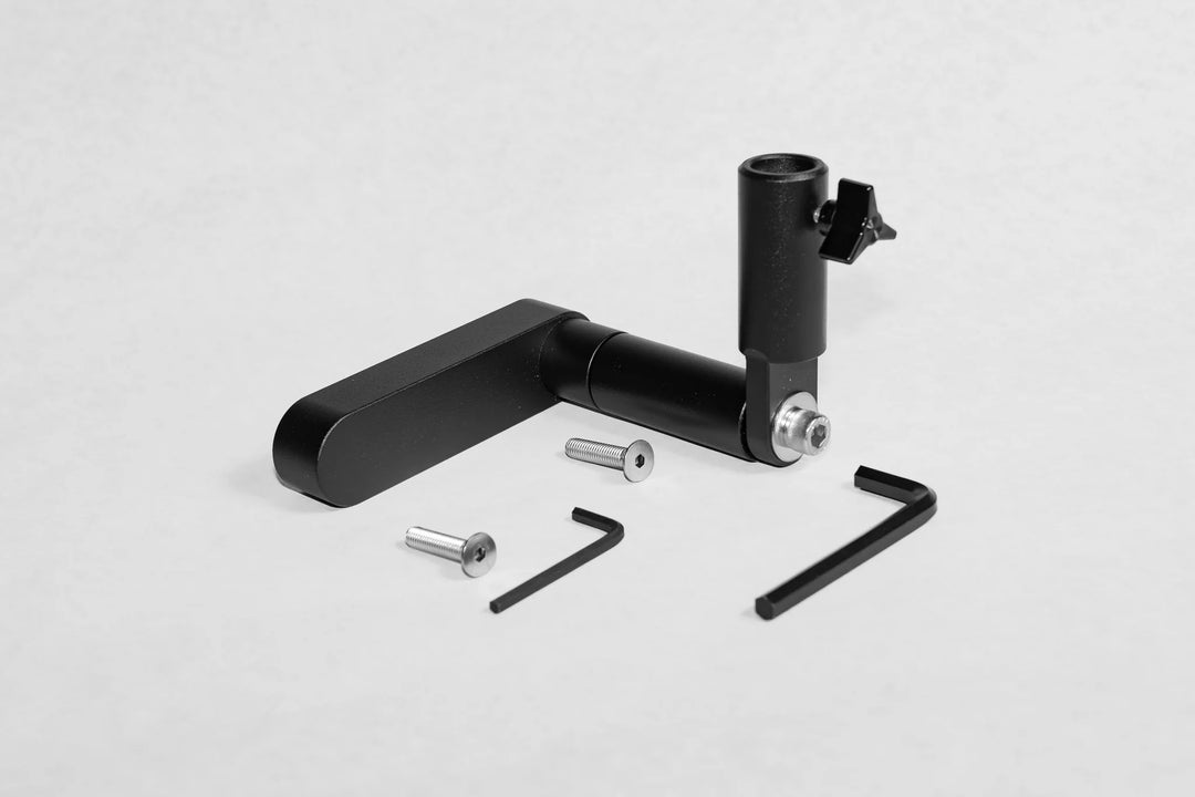Black tower flag mount with mounting hardware, screws, and Allen wrenches for Malibu/Axis boats.