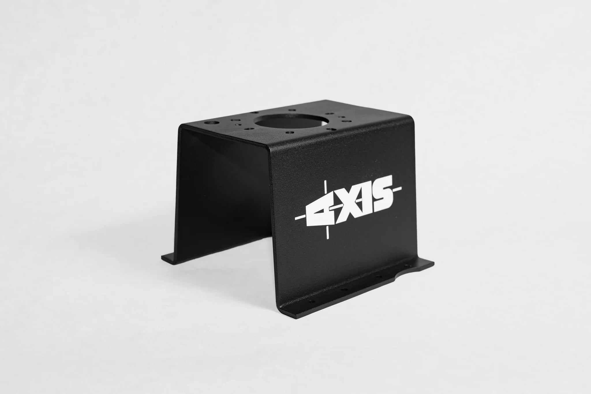 Black metal seat riser for Malibu/Axis boats with white logo, designed to elevate seating for improved comfort and visibility.