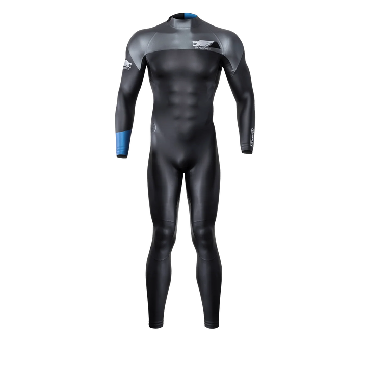 Syndicate DRY-FLEX Wetsuit featuring a sleek black design with gray accents, ideal for water sports and boating.