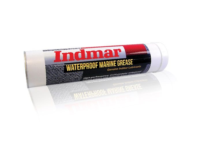 Tube of Indmar waterproof marine grease for boat and trailer maintenance, designed for high-performance lubrication.