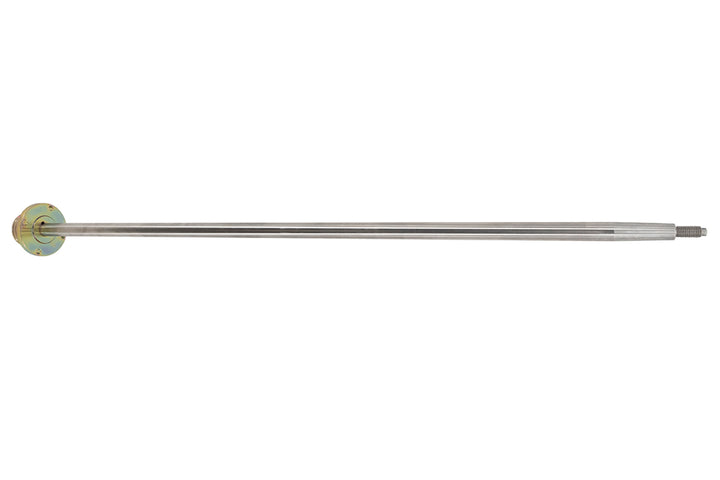 Prop shaft measuring 1-1/4 inches by 54 inches with a reverse coupler, used for drivetrain or mechanical applications.