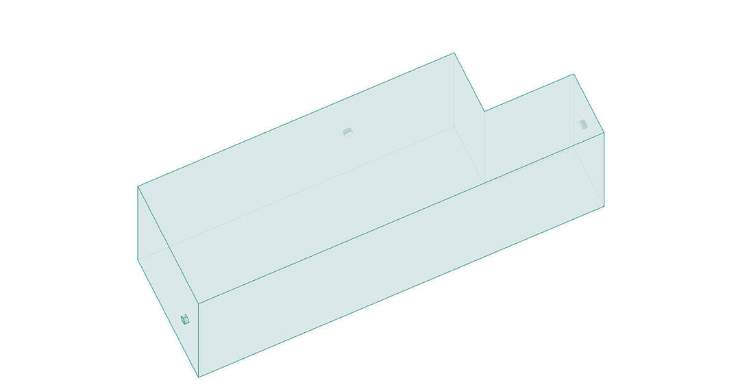 Outline of a Malibu/Axis PNP 400 lbs rear FatSac, a large, rectangular water bag for boat ballast, with connection ports visible.